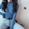 Women Spring Autumn Winter Half Turtleneck Pullovers Sweaters Jumper Primer Shirt Long Sleeve Short Slim-fit Tight Chic Solid One Size