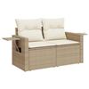 VidaXL Canapé de jardin avec coussins 2 places beige résine tressée 366061