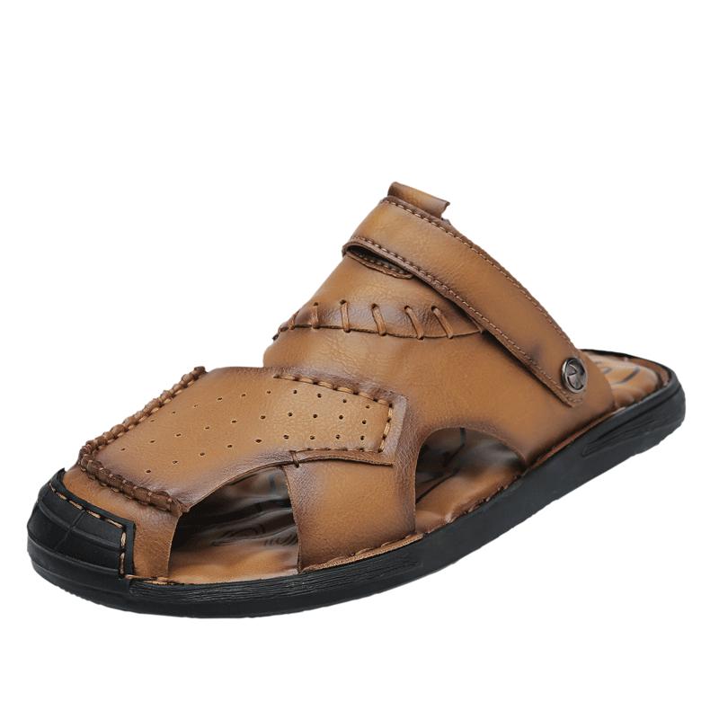 Men's Sandals Genuine Leather Summer Breathable Roman Sandals Antiskid Outdoor Beach Sandals Handmade Designer Shoes Mocassins