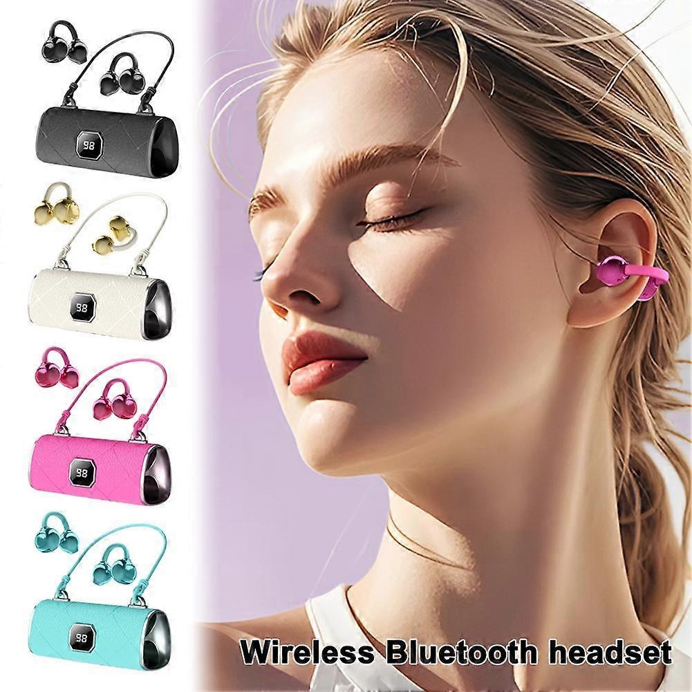 Bluetooth Headset,Open Ear Earbuds,Wireless Ear Clip Headphones with Display Screen,Bluetooth Noise Canceling Headset Sports Earphones for Sports Run