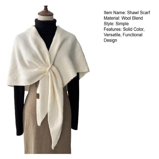 Women Knitted Shawl Scarf Solid Color Soft Warm Cardigan Cape Soft Texture Winter Shawl