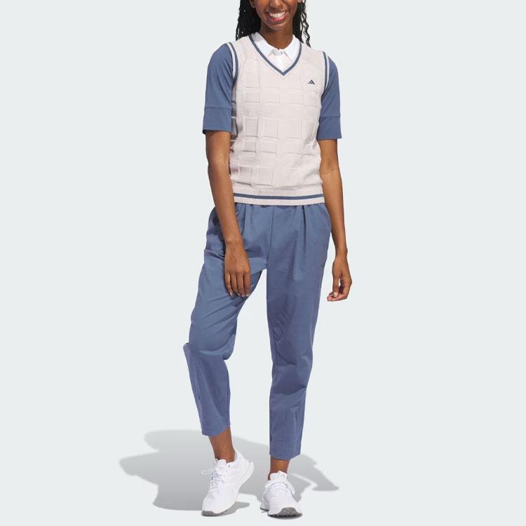 Adidas Go-To свитер жилет полосатый цвет блок V-образный вырез трикотажный жилет женский топы масляно-серо-фиолетовый IP4194