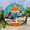 Винтажный металлический настенный плакат Gulf Racing, круглая вывеска, декор для гаража