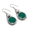 Emerald(Simulated), Pearl 925 Sterling Silver Jewelry Earring 1.81" f6B26
