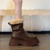 Thick-soled Velvet Martin Boots Women's New Winter Warm Short Boots Non-slip Waterproof Leather Snow Boots
