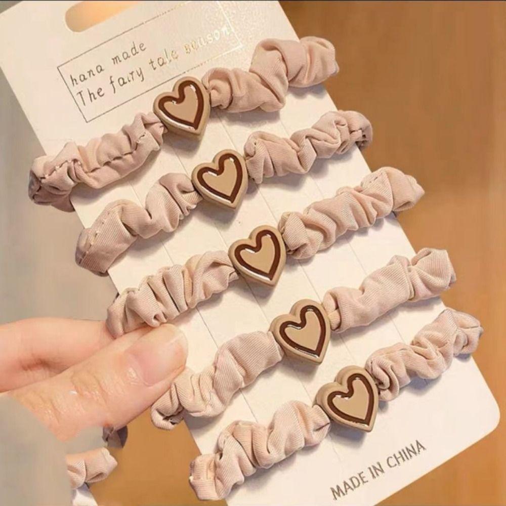 Heart Shape High Elastic Hair Rope Flannel Mini Hair Tie Durable Small Intestine Hair Band Woman's