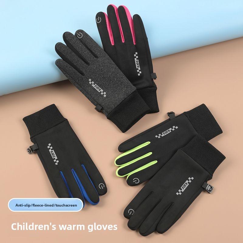 New Winter Children Gloves Kids Padded Warm Windproof Cold Touch Screen Cycling Gloves Boys Non-slip Waterproof Outdoor Glof