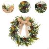 Christmas Wreath with Lights Artificial Decorative Front Door Decorated Bowknot