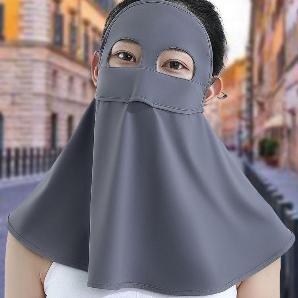 Full Face Sun Protection Mask Ice Silk Sunshade Face Mask Fashion Anti-UV Neck Scarf Outdoor