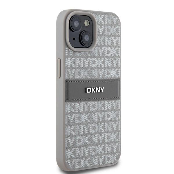 Etui Dkny Leather Mono Stripe & Metal Logo Na Iphone 15 / 14 / 13 - Beżowe