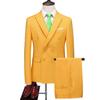 Fashion Men's Business Double Breasted Solid Color Suit Coat / Male Slim Wedding 2 Pieces Blazers Jacket Pants Trousers