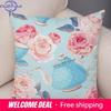 Nordic Style Rose Flower And Birds Pillow Case Cushion Cover For Car Sofa Super Soft Plush Decor Flower Plant Animal Pillowcase