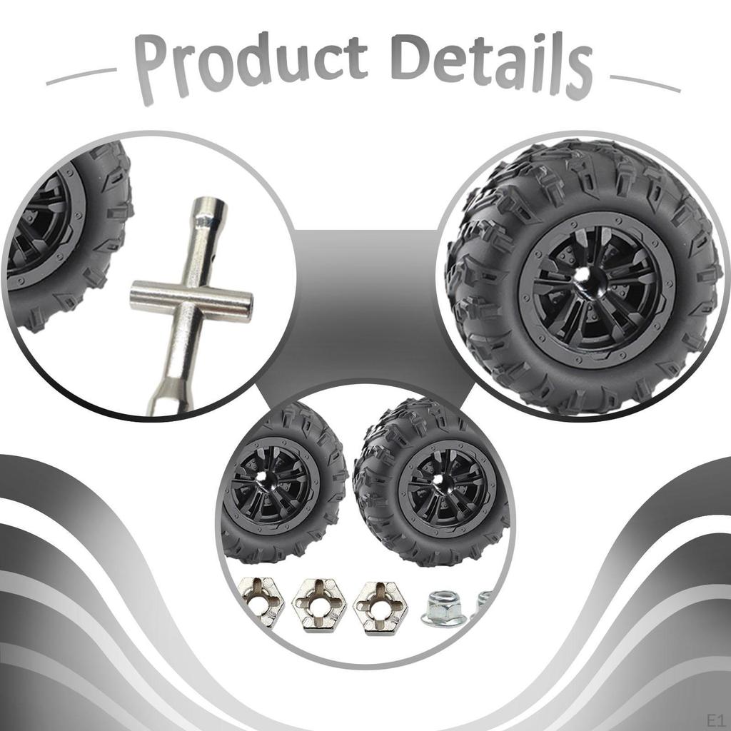 4Pcs RC Car Wheels and Tires Set 85mm Easy Installation Black Spare Parts Replacement for 16101Pro