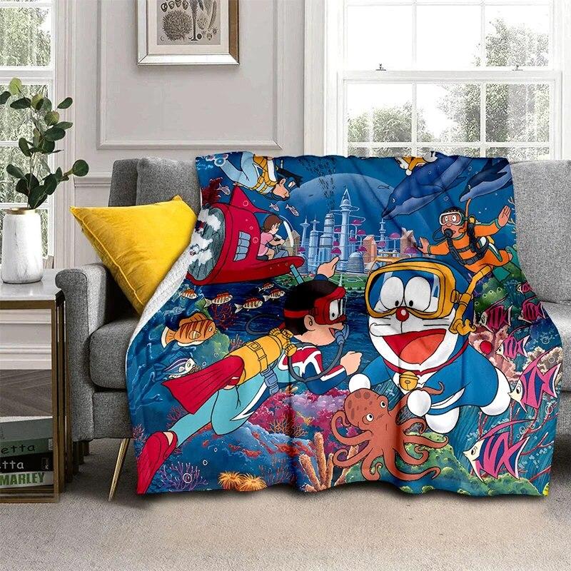 3D Printing D-Doraemon Anime Cartoon Blanket,Soft Throw Blanket for Home Bedroom Bed Sofa Picnic Travel Office Cover Blanket Kid