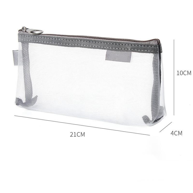 Large Capacity Simple Color Pencil Case Student Exam Series Hand Account Net Yarn Transparent Stationery Storage Supplies Bag