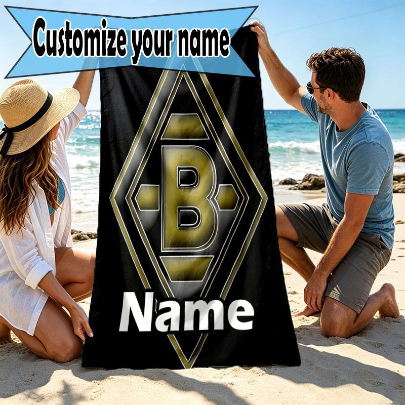Custom Name Personalized Borussia Monchengladbach Print Beach Towel, for Trip Camping Beach Party Home Decor, Birthday Gift for Family & Friends