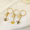 Mini Garden Key Chains Cartoon Metal Enamel Pendant Creative Bee Flower Key Ring  Jewelry Gifts