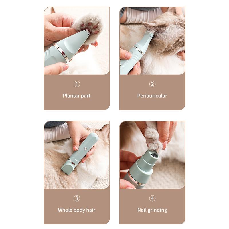 4 In 1 Pet Grooming And Care Set Electric Clipper Hair Trimmer/Clippers/Nail Grinder Rechargeable Safe Pet Hair Removal Tool