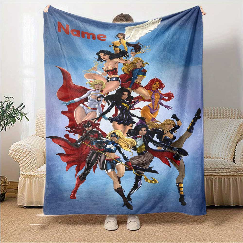 Warner Bros. Films (6) Customize Text Blanket Throw Personalized Blanket Durable Comfort for Office Seaside Couch Bed Four Seasons Multipurpose