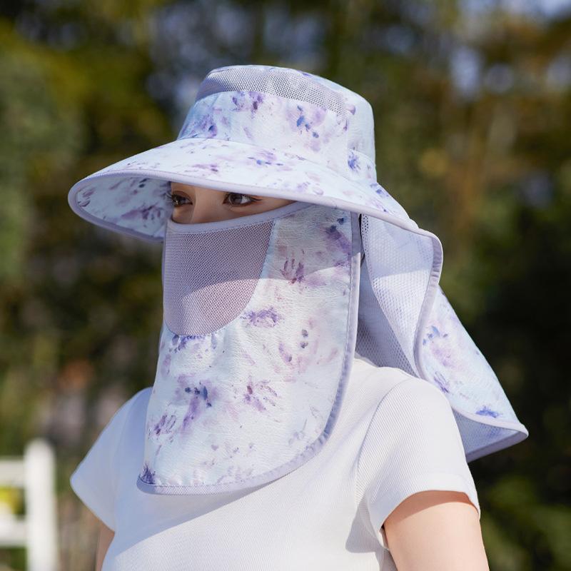 Летняя шляпа от солнца с широкими полями для детей, многофункциональная шаль для защиты шеи, кепка для защиты от солнца, маска для лица для велоспорта на открытом воздухе, панама