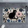 Black Cat Cute Pet Floral Floor Mat Kitchen Bedroom Blanket Entryway Children's Room Ins Style Home Decoration