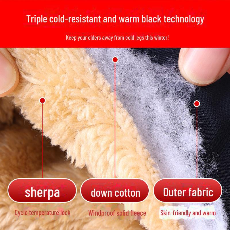 Dad's Cotton Outerwear: Thickened Velvet Trousers for Autumn/Winter - Warm Lambskin Pants for Middle-aged & Elderly.