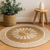 Seagrass Rug Round White Tan 1m Inner Sun