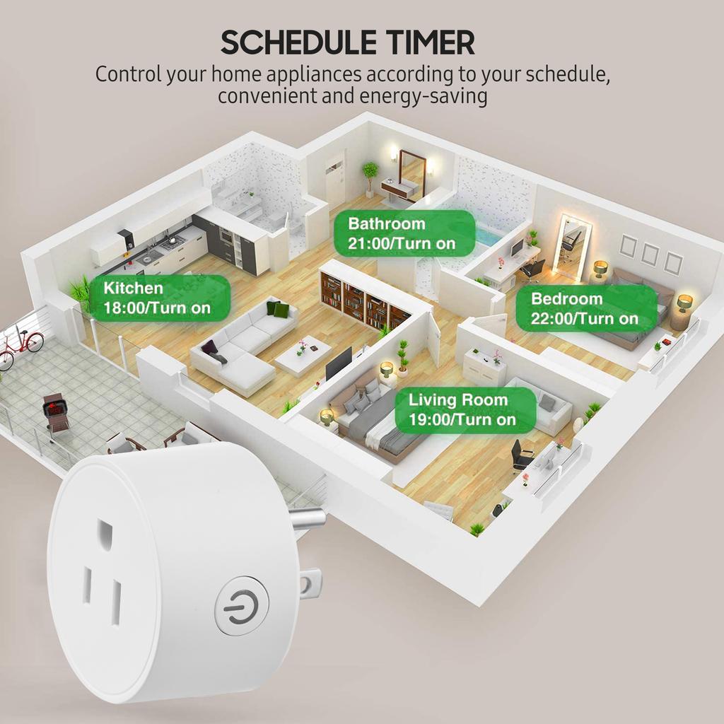 Умная вилка Wi-Fi, беспроводная розетка Wi-Fi, приложение, дистанционное управление, голосовое управление, функция расписания, умная функция