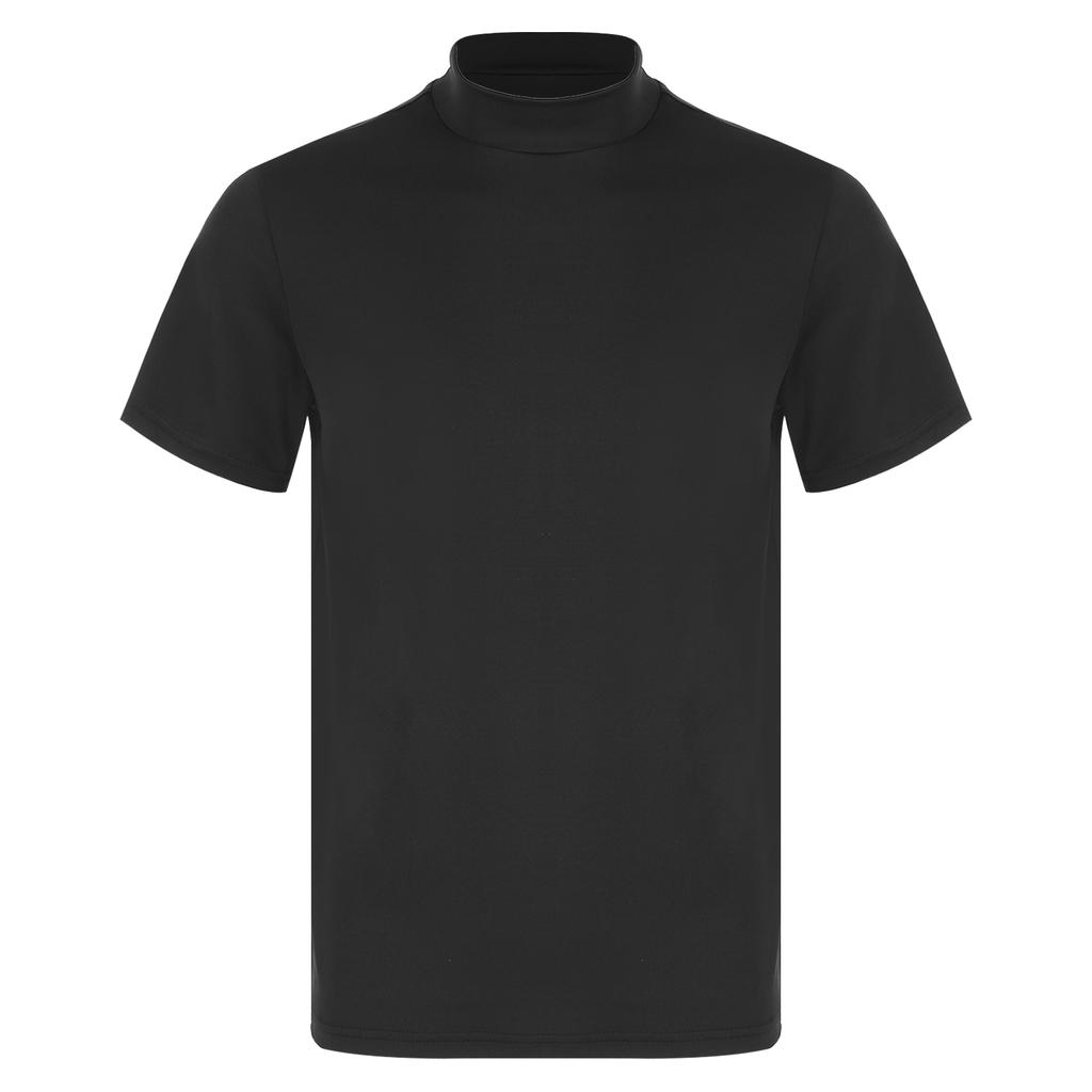 Mens Mock Neck Short Sleeve T Shirt Casual Solid Color Slim Fit Tee Top Undershirt Basic Wear