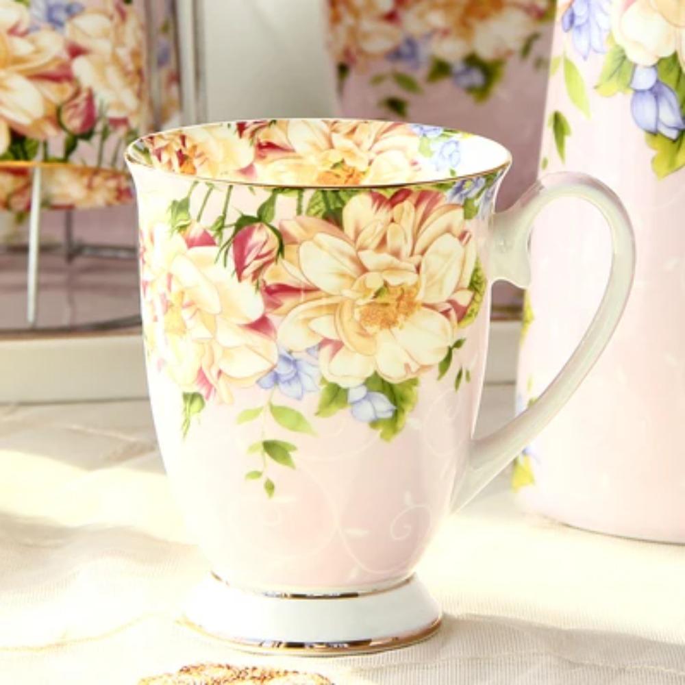 300 мл, керамическая кофейная кружка из костяного фарфора, tazas cafe с цветочной росписью, креативная керамическая чайная чашка в подарок, винтажная чайная церемония