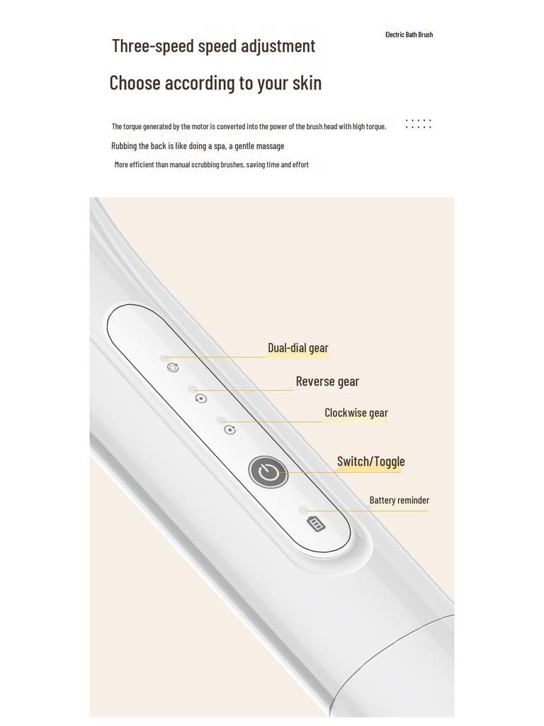 Электрическая отшелушивающая щетка для тела с длинной ручкой для скрабирования спины и массажа
