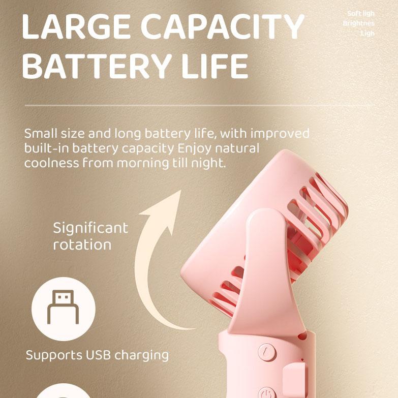 Portable Mini Misting Fan with Cord - USB Rechargeable - Pocket Size - Rotating Fan for Travel Kids Women - Summer Gift for School Office
