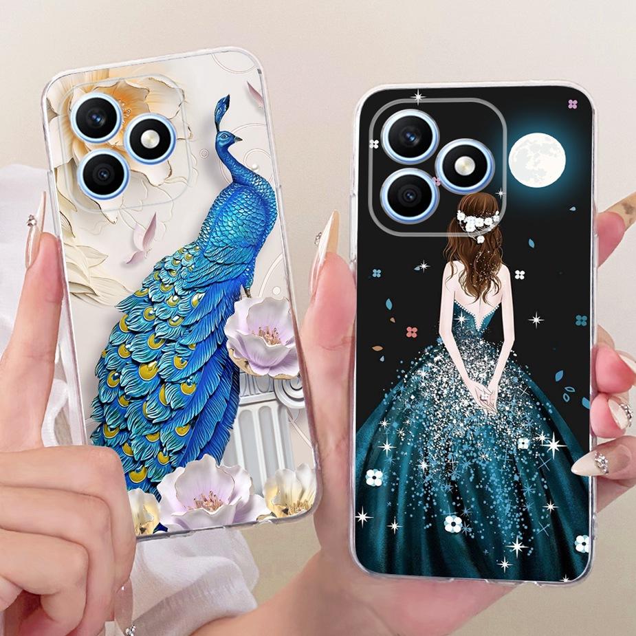 Чехол для Honor X8d 4G Красивая Девушка Павлиний Рисунок Мягкий Силиконовый Чехол для Телефона Для Honor X8d X 8d HonorX8d 4G Fundas Бампер