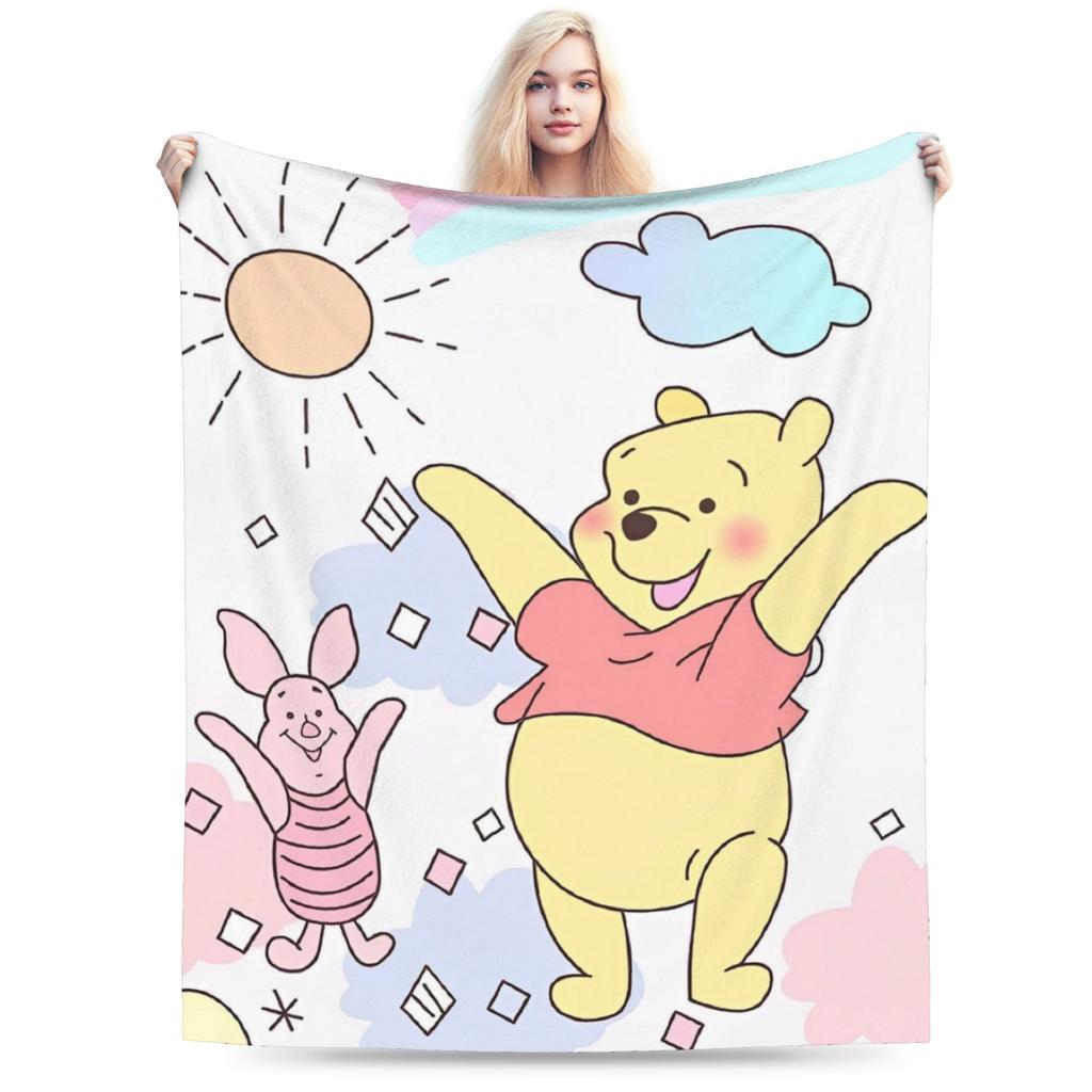 Pooh and Friends Blankets Flannel Summer Air Conditioning Winnie The Pooh Breathable Soft Throw Blankets Sofa Travel Rug Piece