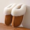 Fashion Winter Cotton Shoes For Women Outdoor Warm Plush Ankles Slippers Flat Furry Slippers Couple Indoor Cozy Fluffy Home Shoes Slides