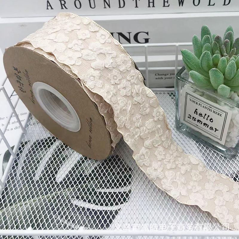 Romantic Camellia Embossed Satin Ribbon for Flower Bouquet Packaging and DIY Bows