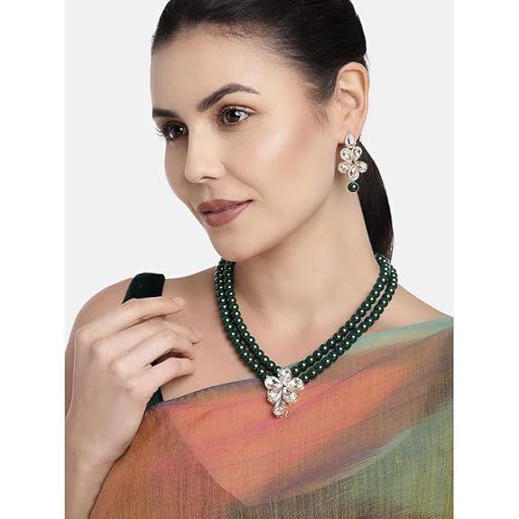 Подарочный набор украшений Kundan с искусственным жемчугом и кристаллами для женщин и девочек