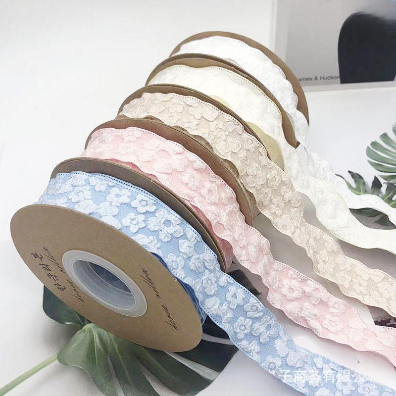 Romantic Camellia Embossed Satin Ribbon for Flower Bouquet Packaging and DIY Bows