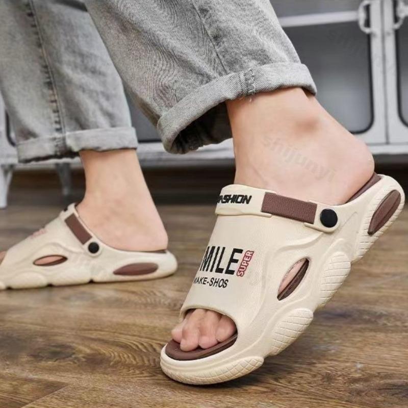 Fashion Summer Men's Slippers Anti-Slip Beach Sports Casual Shoes Trendy Thick Bottomed Adult Footwear 2025 New Indoor Bathroom Slippers