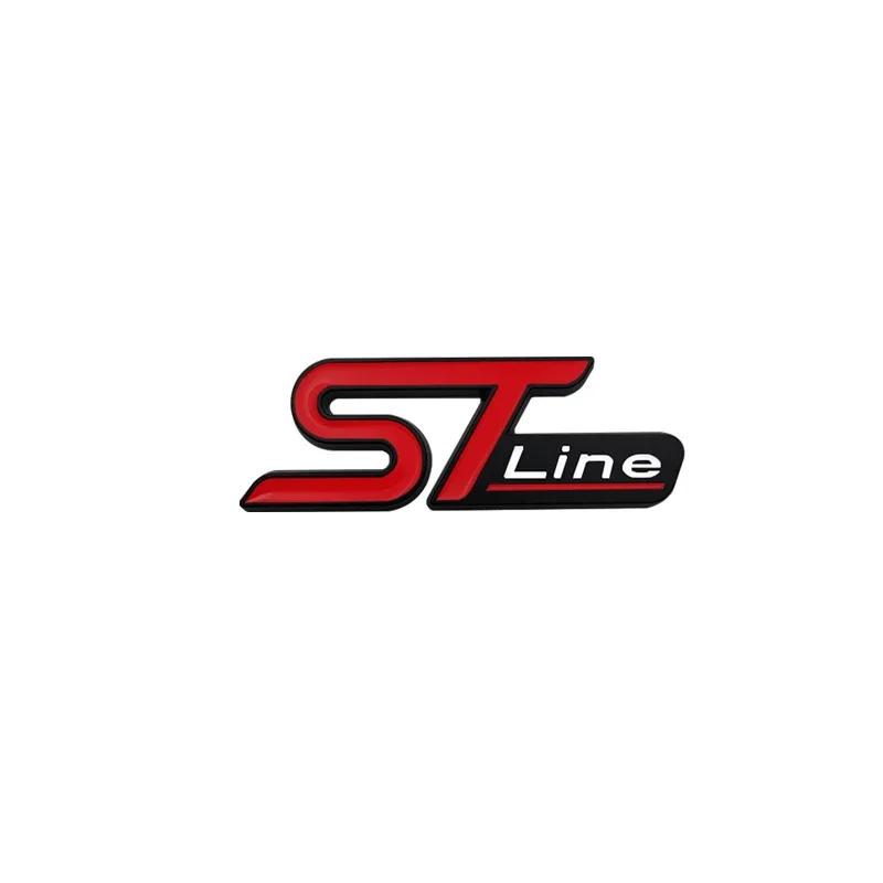 TQ0123D Metal ST Line Head Front Grille Car Trunk Emblem Badge Chrome Sticker For Ford Focus x 2 3 Kuga Fiesta Mondeo Auto Styling