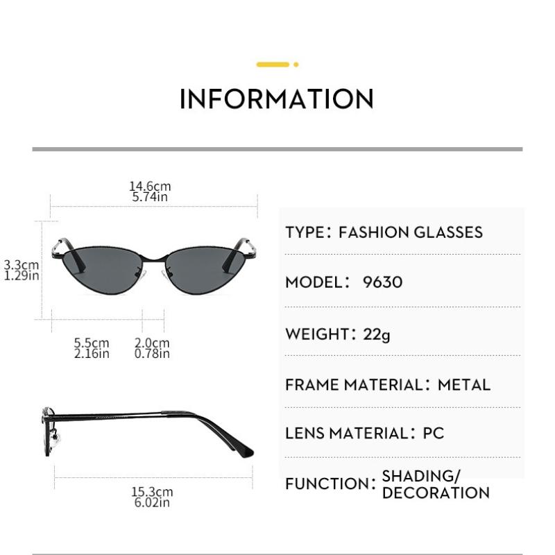 Women's sunglasses men's and women's retro metal cat eye sunglasses