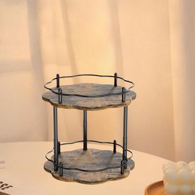 Поворотная тарелка из дерева, поворотный стол для кухни, 2 этажа, ленивый органайзер, полка для специй