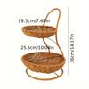 Luxury Rattan Plastic Double Layer Fruit Basket Stylish Home Kitchen Storage Organizer for Coffee Table