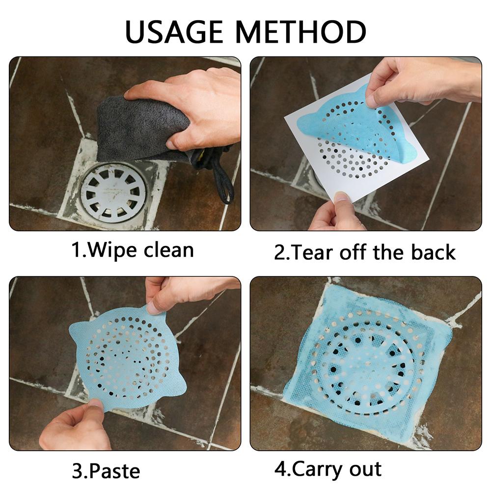 Kitchen Shower Easy To Install Disposable Floor Drain Cover Mesh Stickers Bath Hair Catcher Filter