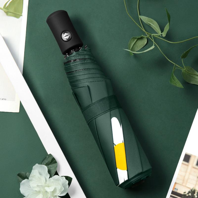 Автоматический складной зонт для женщин, черная краска, ромашка, ультрафиолетовый зонт