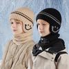 Children's Cap Scarf Suit Winter Velvet Ear Protection Pullover Cap Boys Outdoor Windproof Warm Knitted Wool Cap