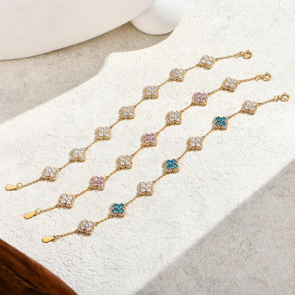 ATTAGEMS Full Moissanite Luxury Bracelet D VVS1 For Women Real S925 Sterling Silver Gold Plated Lucky Engagement Wedding Jewelry