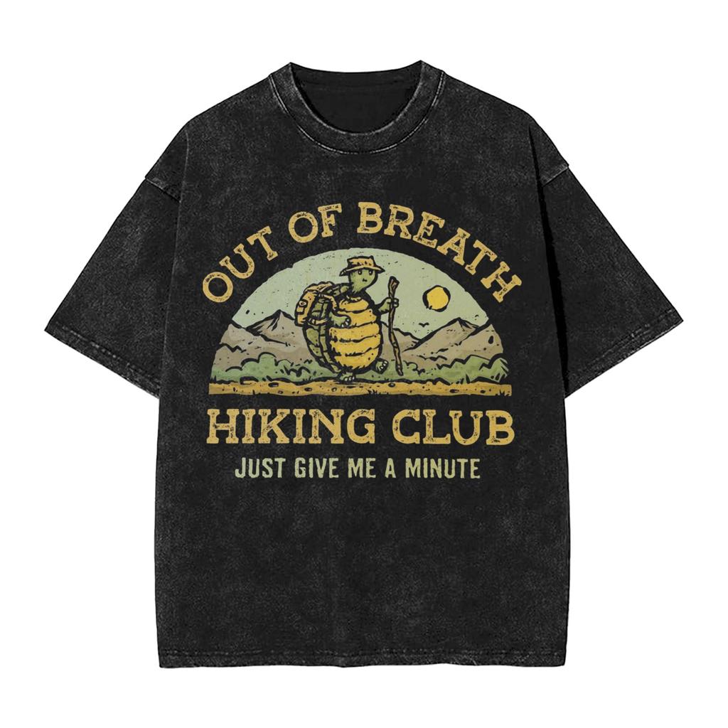 Sloth Hiking Team T Shirts Hip Hop Washed Short Sleeve Oversize Tshirts Vintage For Men Women Tops Streetwear Printed Tees