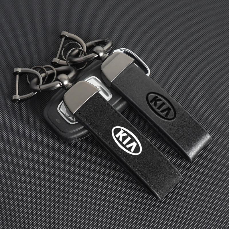 NAQF7 Leather Car styling Keychain Ring For Kia Rio Picanto Sportage Niro Morning Ceed ProCeed Stonic KN Car Decoration Accessories
