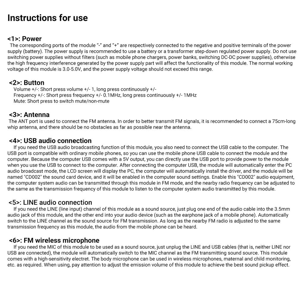 DSP & PLL Digital Wireless Microphone Stereo FM Transmitter Module 87-108MHz